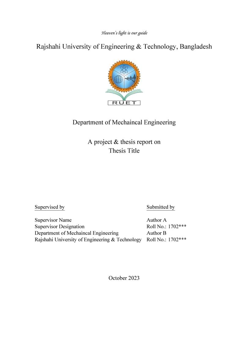 RUET B.Sc. Thesis Book Template