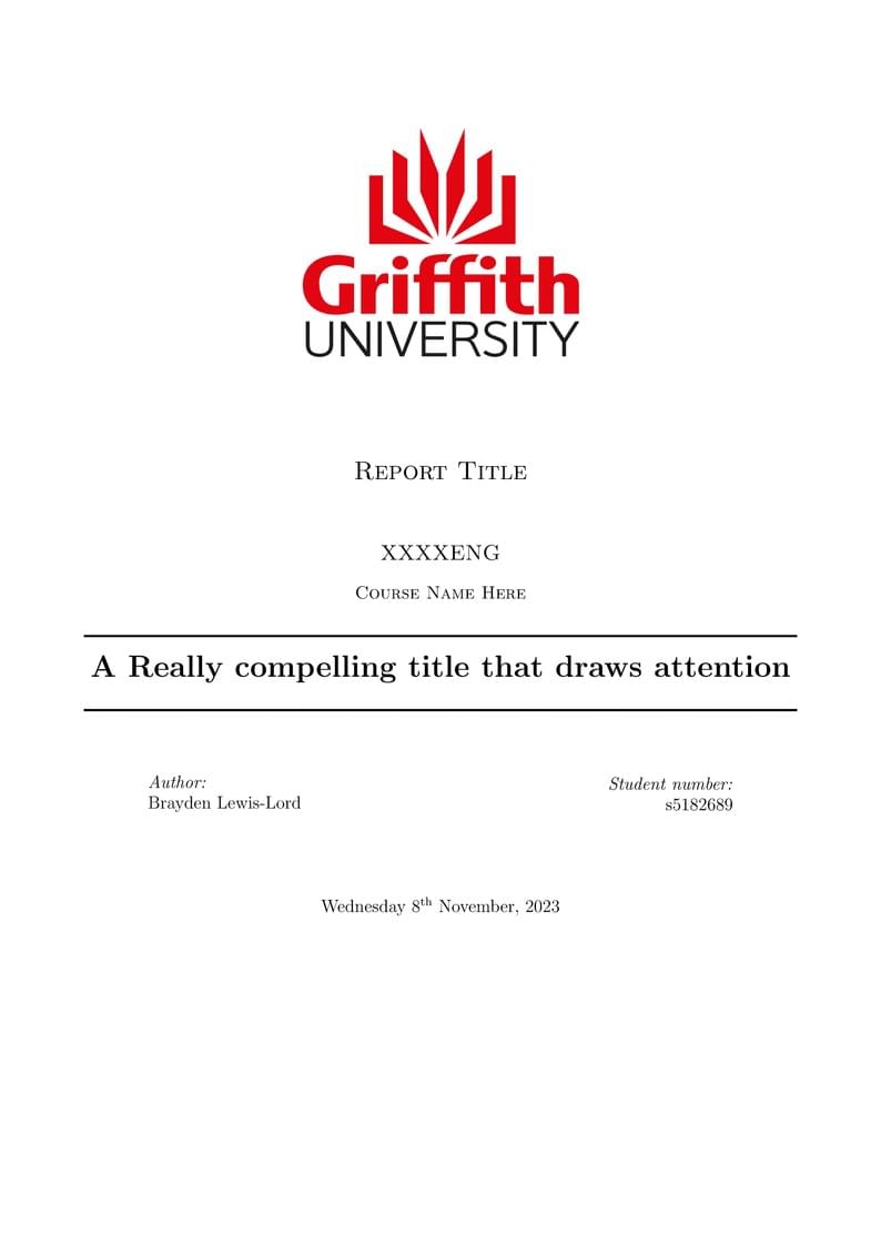 Griffith University Project Template