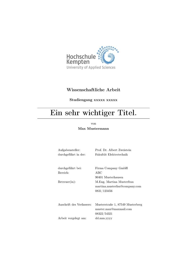 Bachelorarbeit Hochschule Kempten