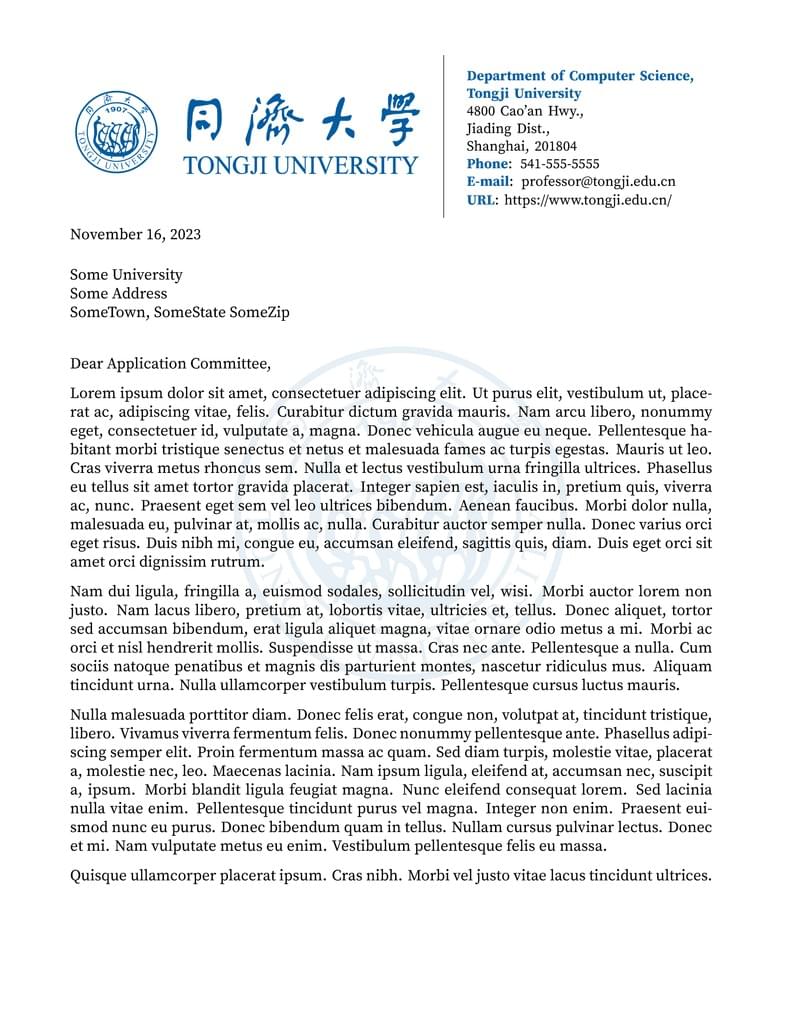 Tongji Recommendation Template