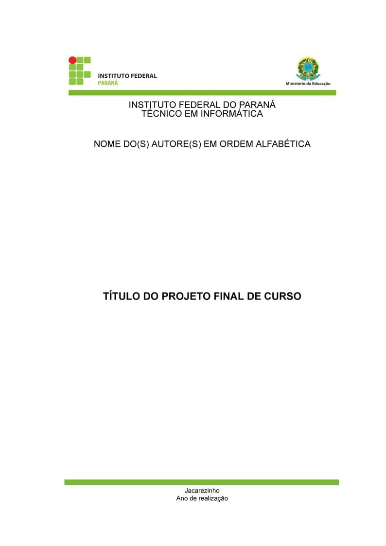 Template de trabalho de conclusão de curso do IFPR campus Jacarezinho