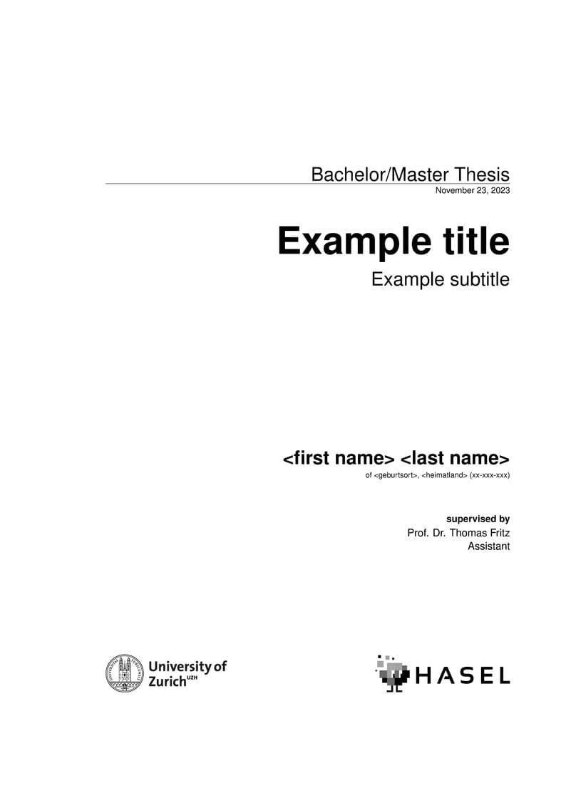 UZH HASEL Thesis Template