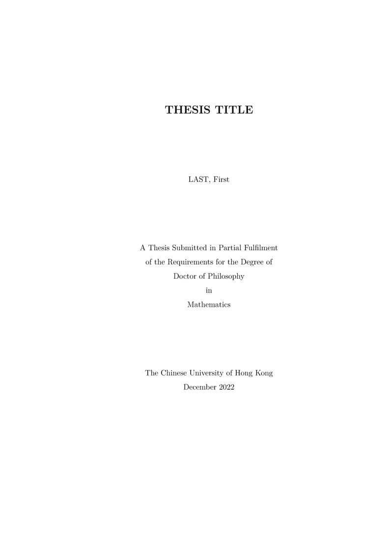 CUHKthesis-香港中文大学论文模板