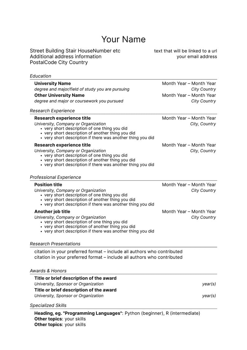 DIS cv template