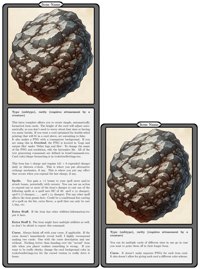 D&D Item Card Template