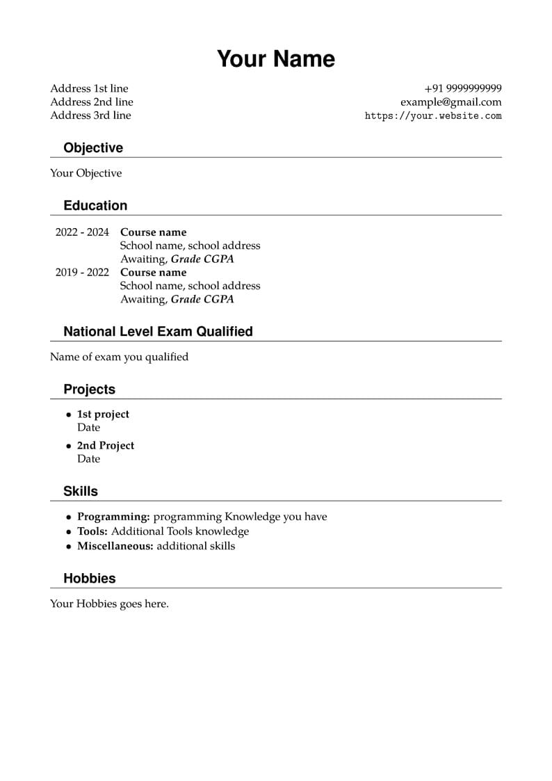 Latex Resume Template