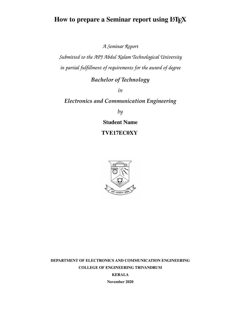 KTU BTech Seminar Report template