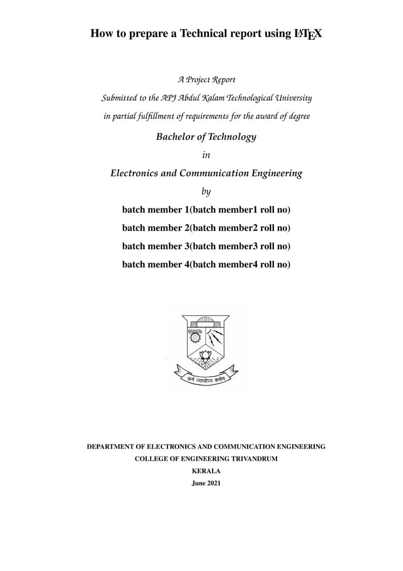 KTU B.Tech Project Report template