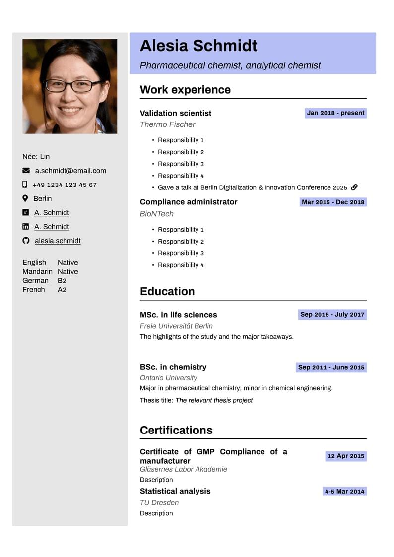 Stylish CV with skill bars