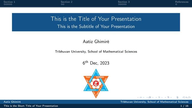 Tribhuvan University Unofficial Beamer Theme