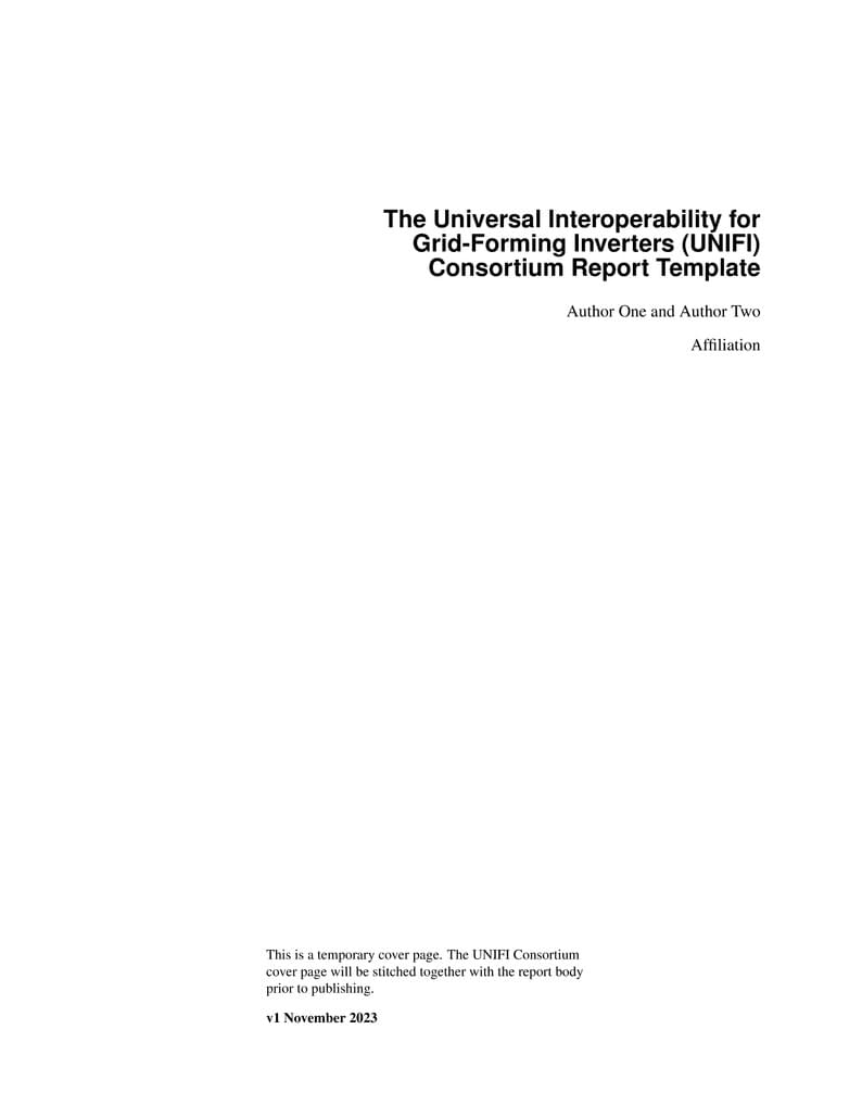 UNIFI Consortium Report Template