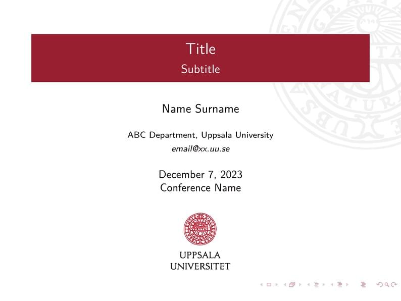 Uppsala University Beamer Template v2.0