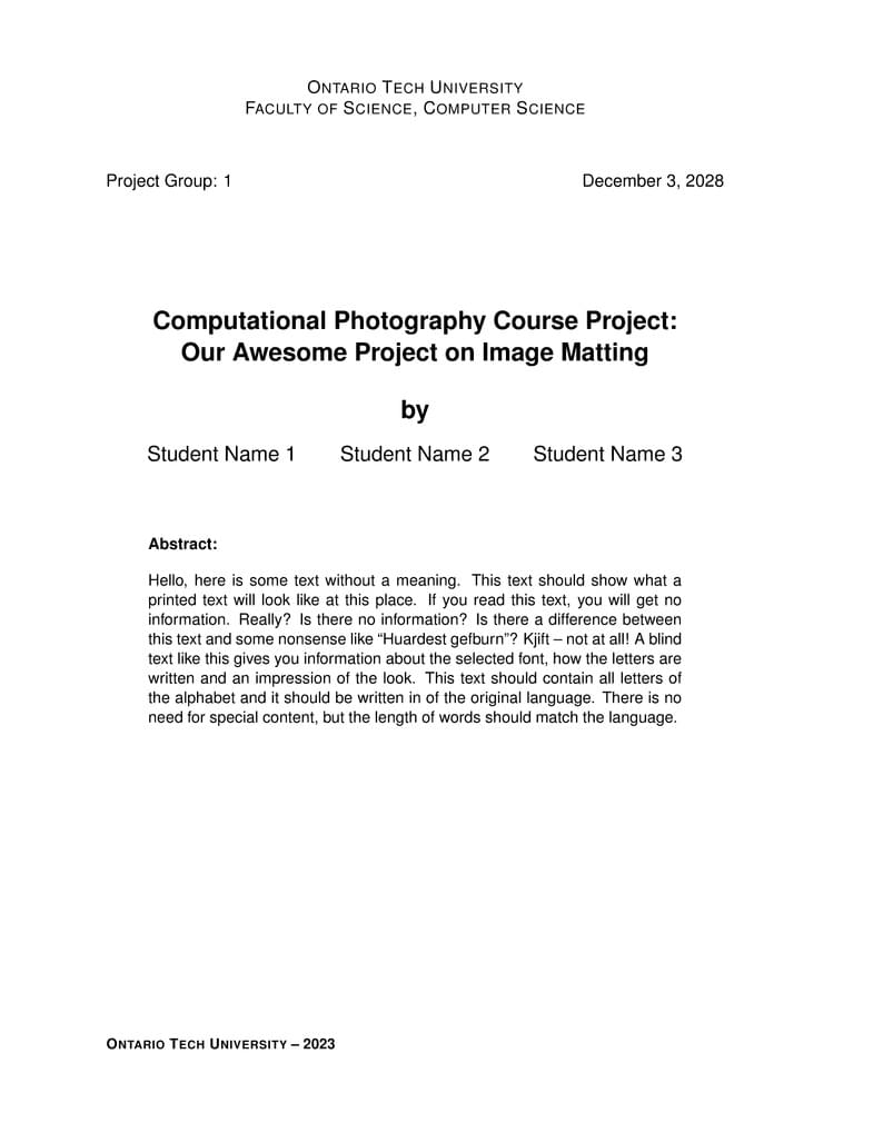 Course Project (VCLab) - Ontario Tech University
