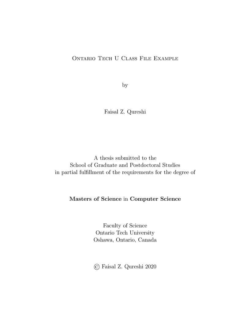 Thesis Template (VCLab) - Ontario Tech University