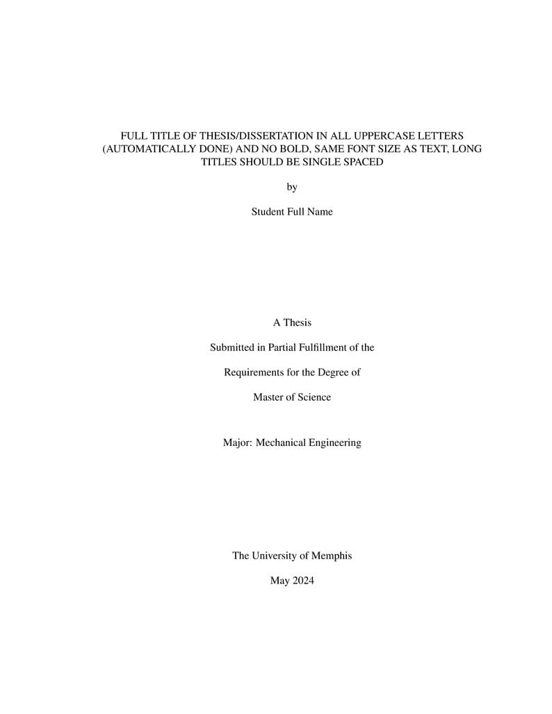 Thesis and Dissertation Template for the UofM
