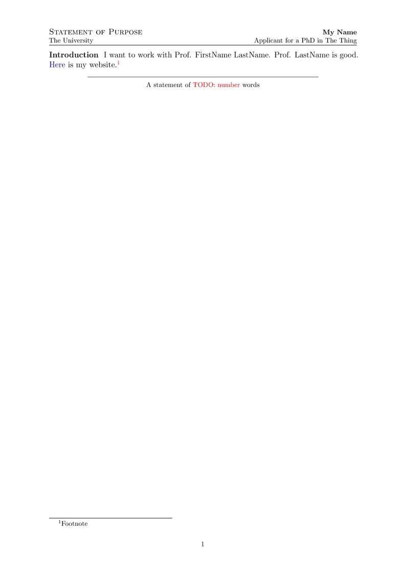 Statement of Purpose Template