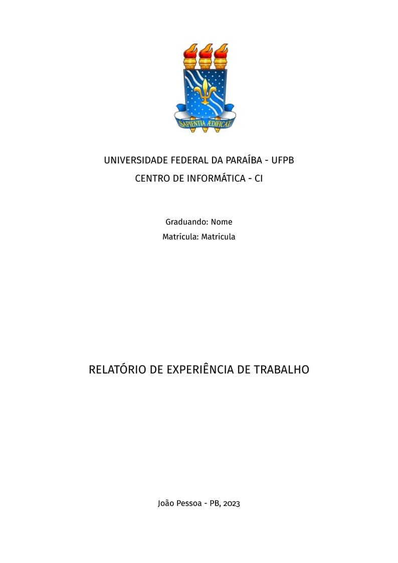 Relatório de Estágio Obrigatório da UFPB (TEMPLATE)
