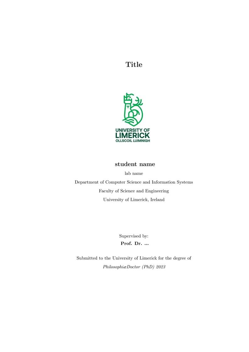 UL PHD Thesis by Publication Template - University of Limerick