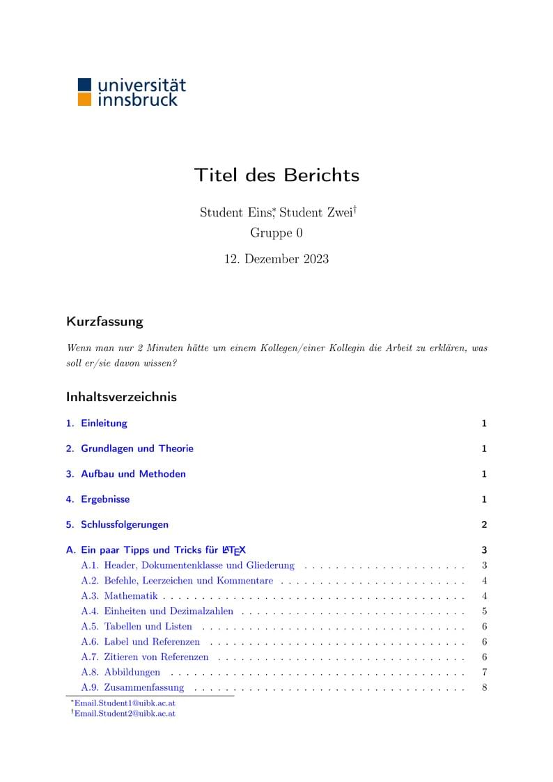 Vorlage Grundpraktikum Physik - Universität Innsbruck