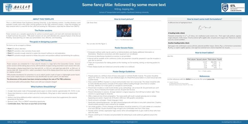 An unofficial TRB poster template for Southwest Jiaotong University