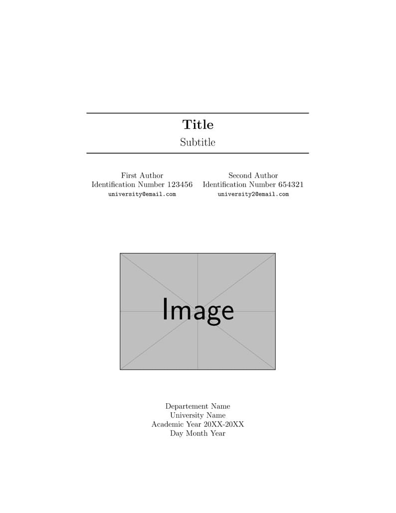 Sample report title page for an university assignment or project