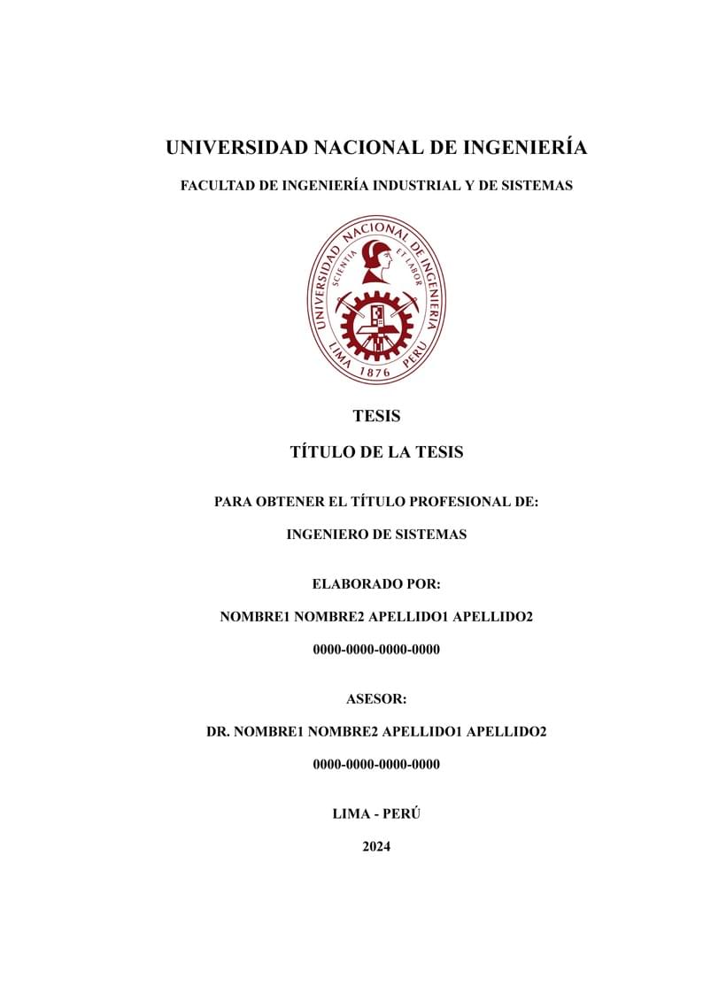 Plantilla de tesis de pregrado para la FIIS UNI