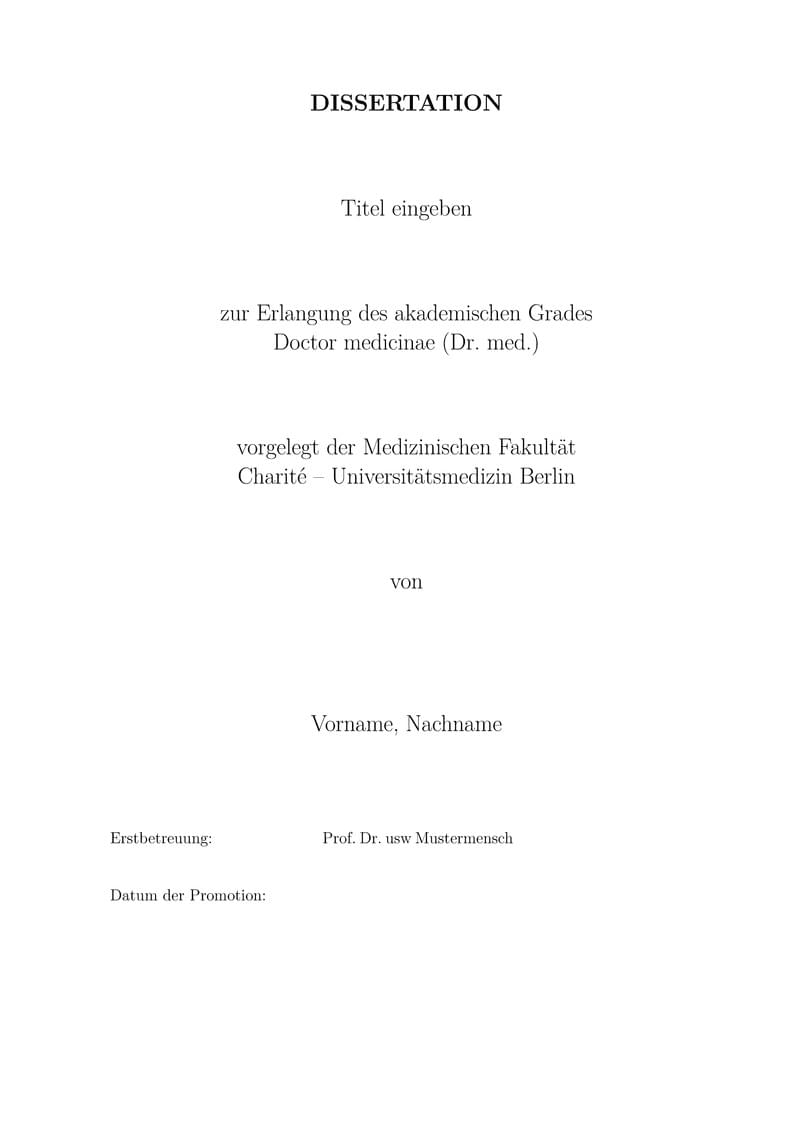 Vorlage Charite Dissertation
