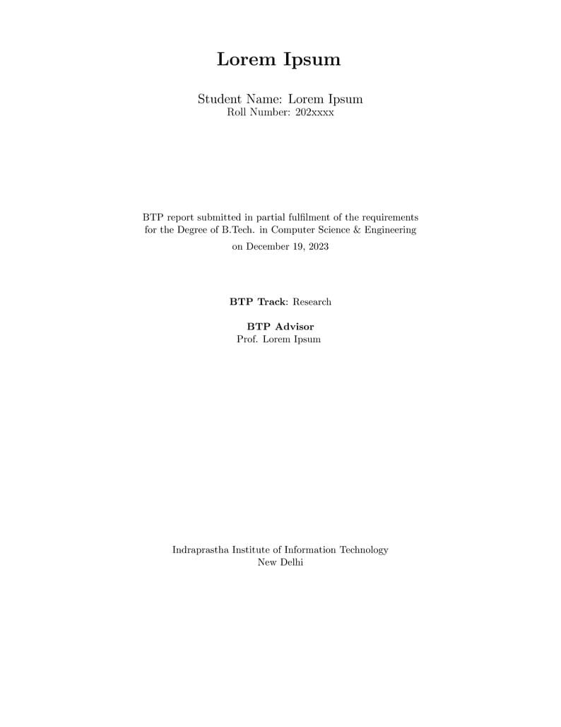 IIITD BTP Report Template V2