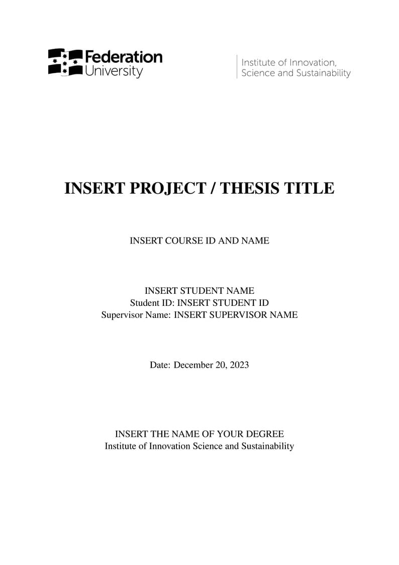 Thesis Template @ Federation Uni