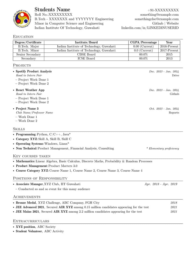Intern Fair CV Template