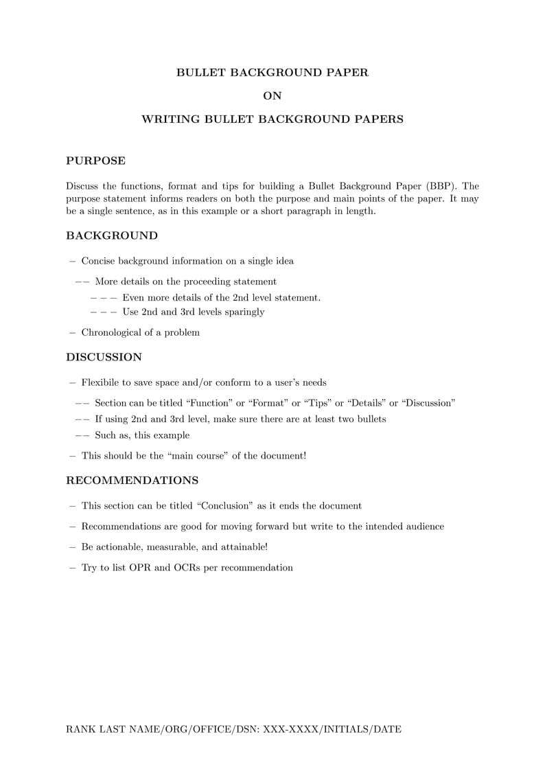USAF & USSF BBP Template