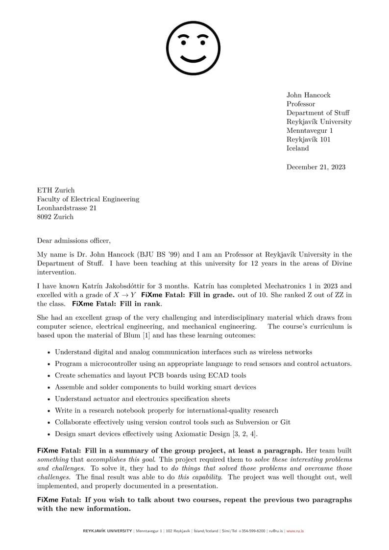 Recommendation Letter Template