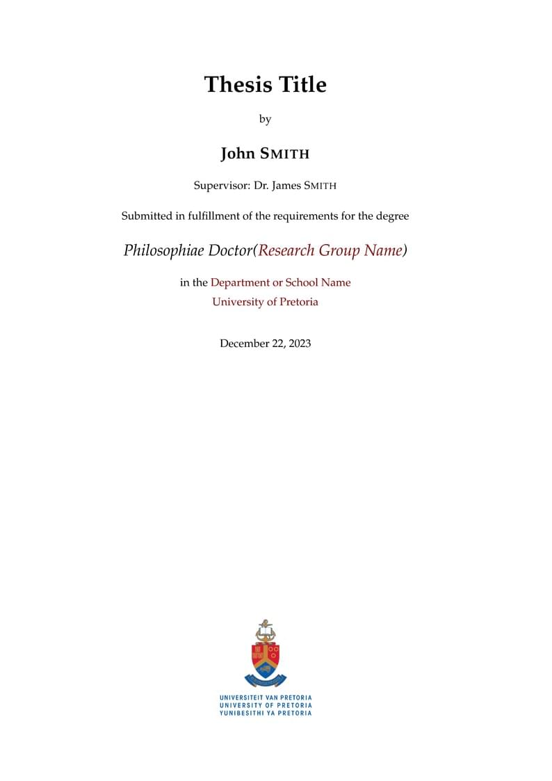 University of Pretoria - Masters Doctoral Thesis