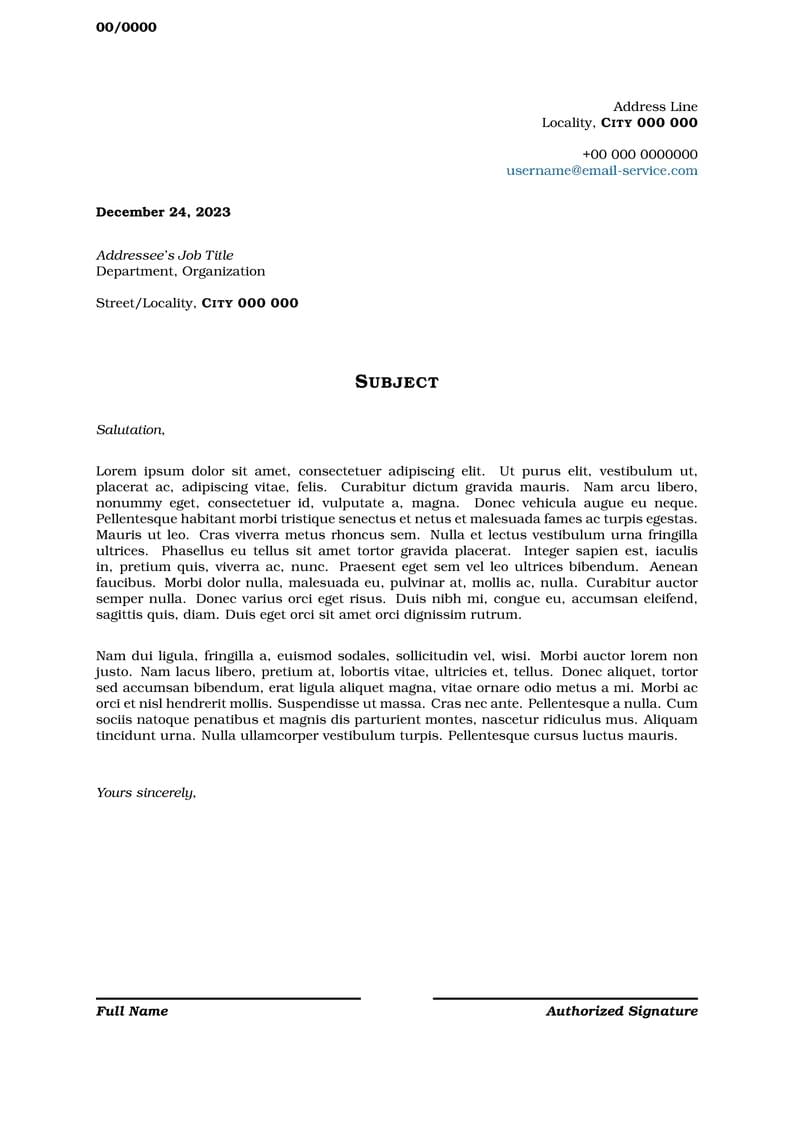 Formal Letter (Official Addressee)