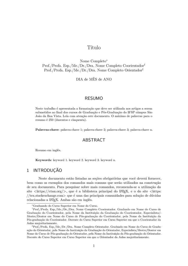 Template Latex - Artigo - IFSP - SBV