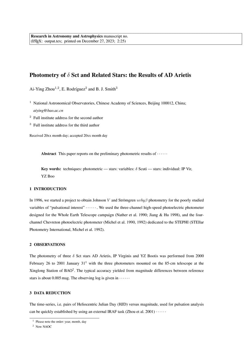 RAA (Research in Astronomy and Astrophysics) journal