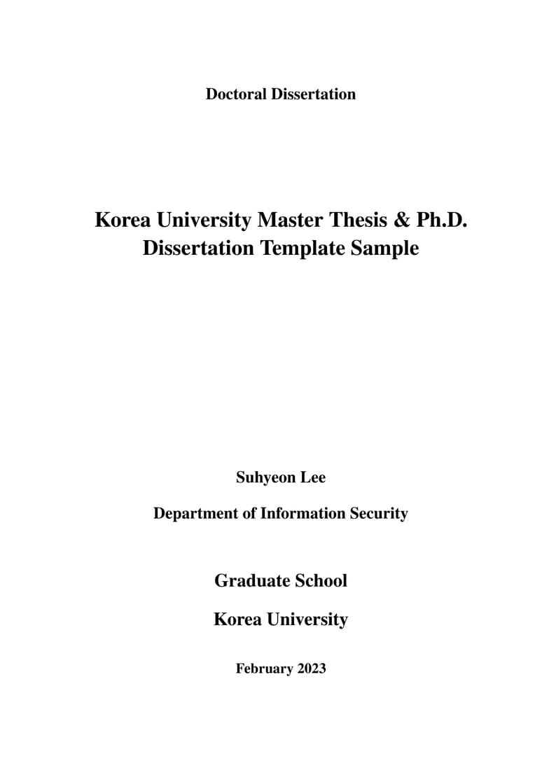 Korea University Thesis Template