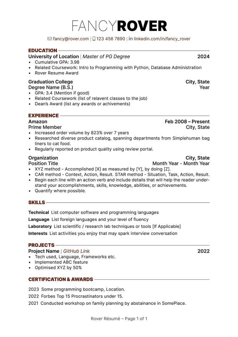 Rover Resume