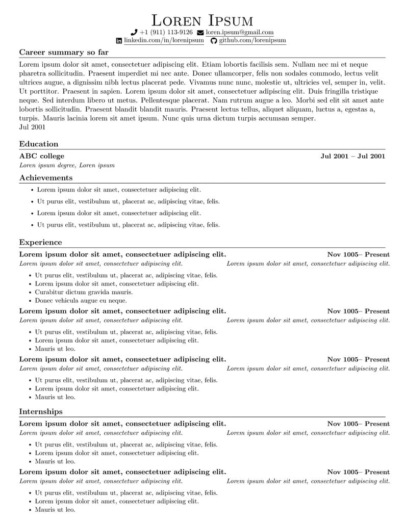 JV's Resume Template