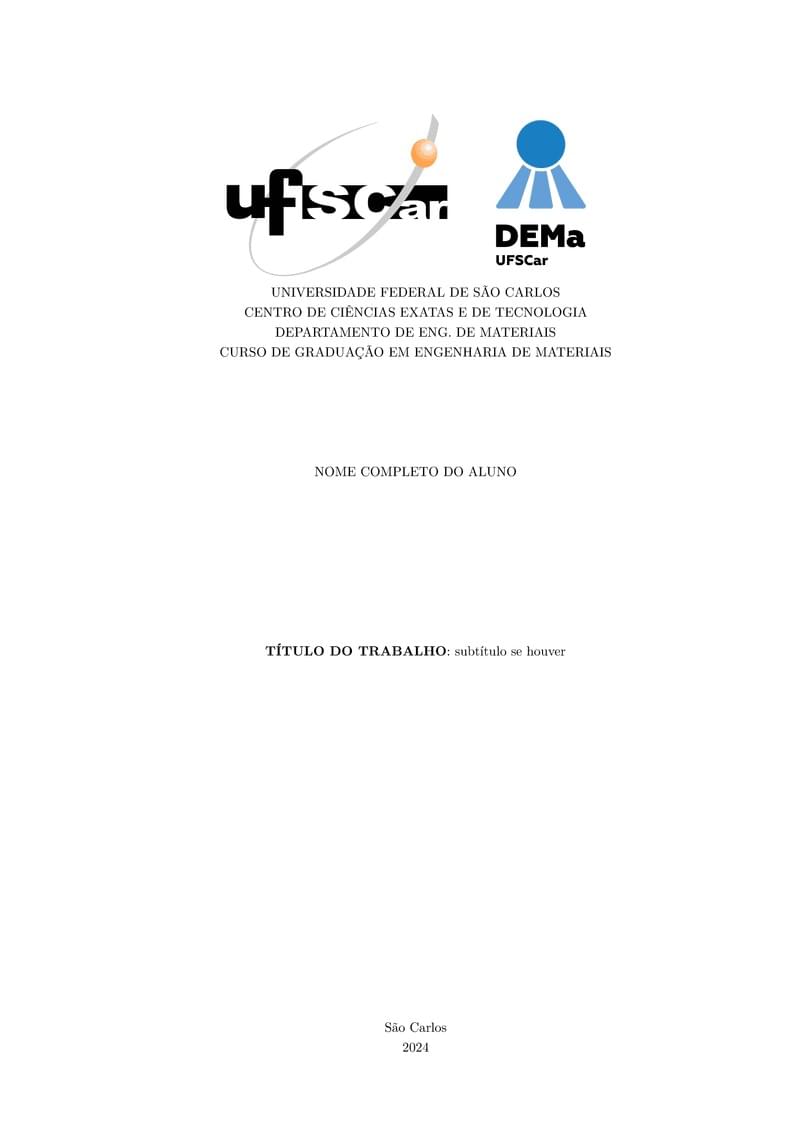 Template de TCC nas normas ABNT- DEMa UFSCar - Engenharia de Materiais