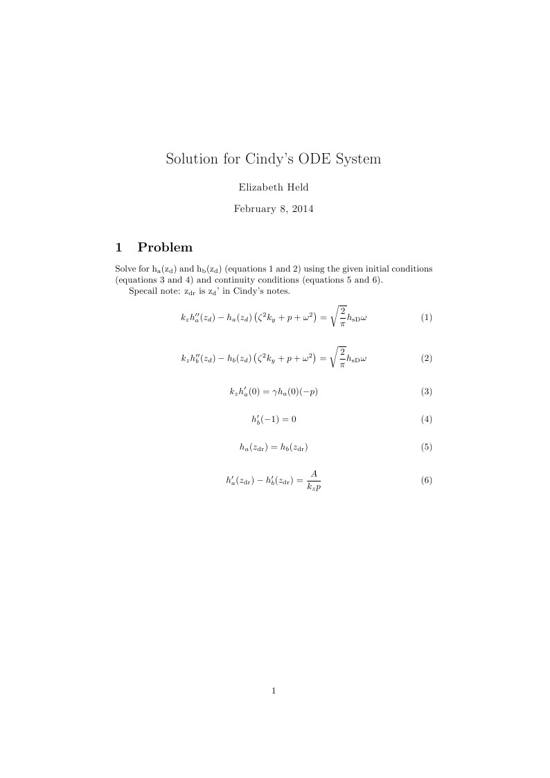 Solution for Cindy's ODE System