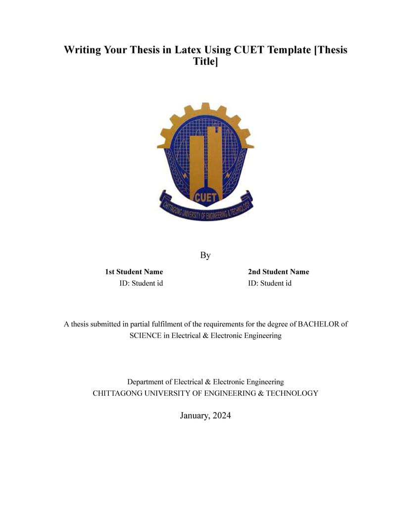 Chittagong University of Engineering & Technology (CUET) Undergrad Thesis Template