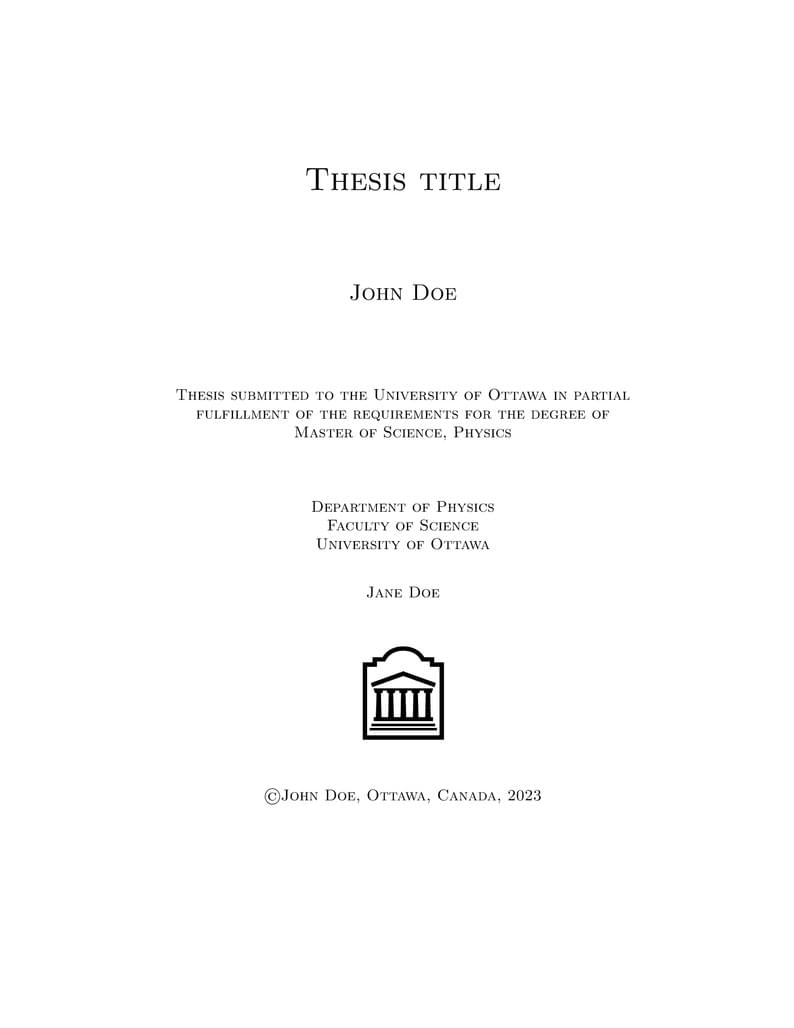 University of Ottawa Thesis Template