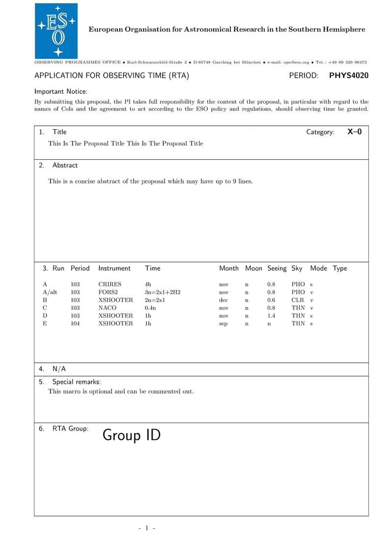 RTA ESO proposal template - v2