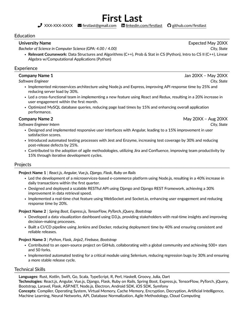 SWE Resume Template