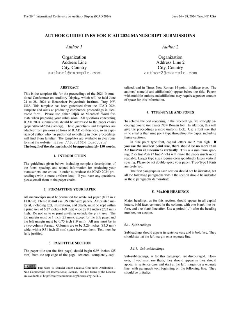 Author Guidelines for ICAD 2024 Manuscripts