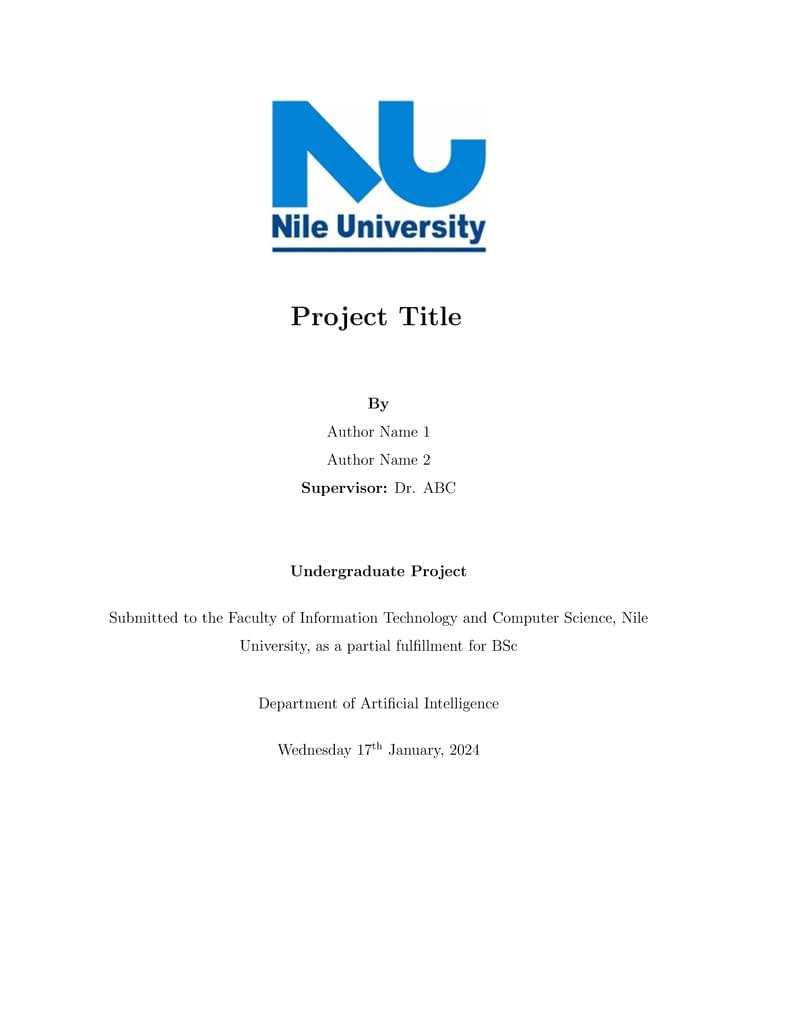 Nile University - AI Department - Graduation Project (Template)