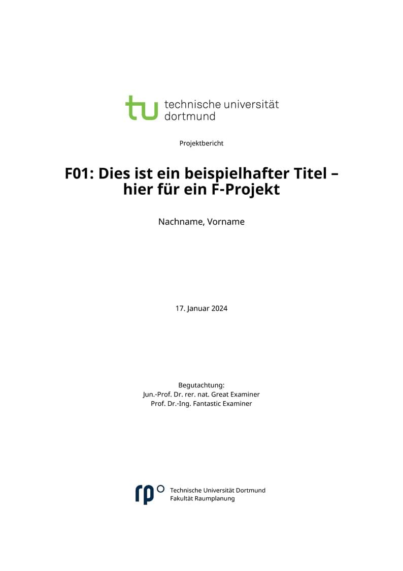 Thesis and report template: Spatial Planning, TU Dortmund University