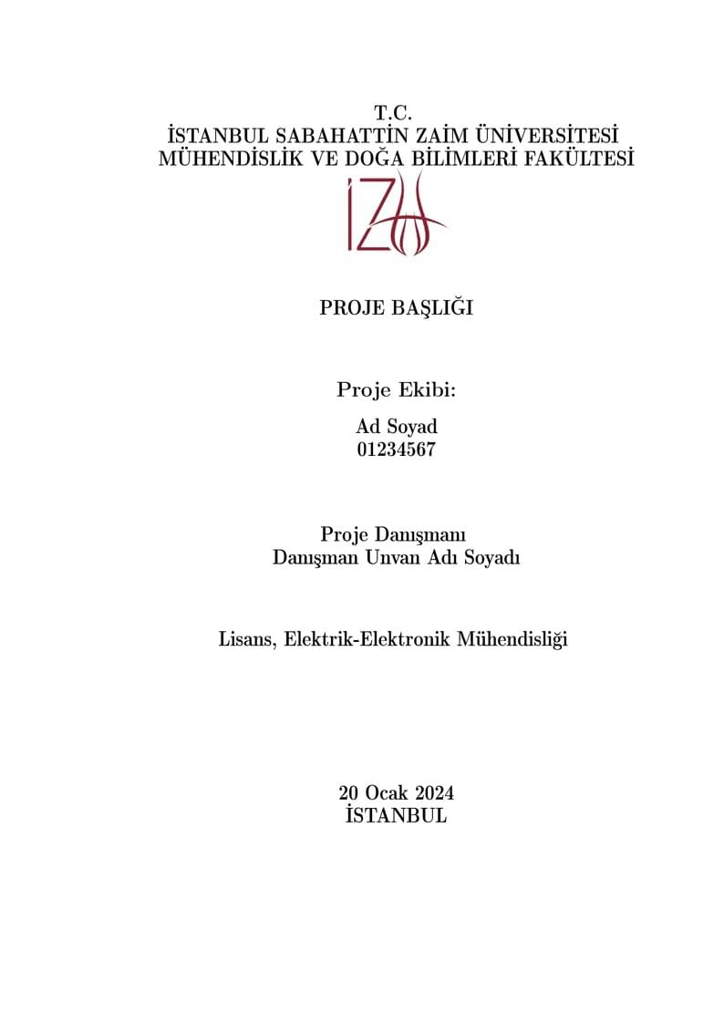 İZÜ Elektrik-Elektronik Mühendisliği Bitirme Projesi şablonu