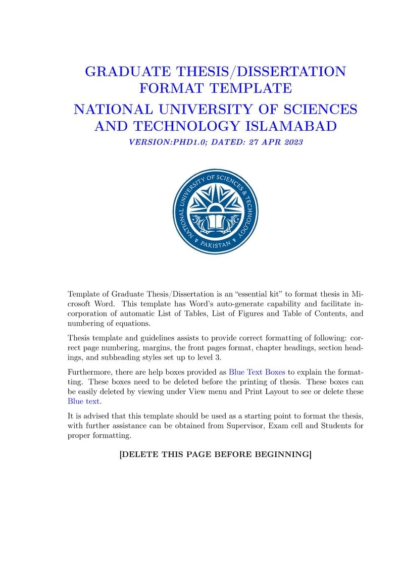 NUST PhD Thesis template